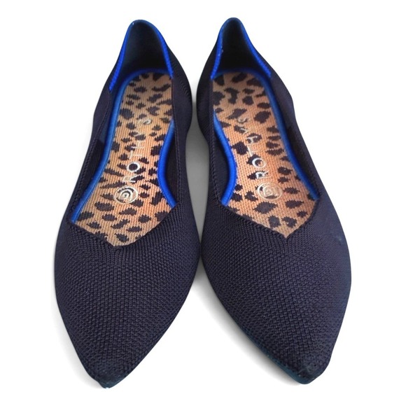 Rothy's Shoes - Rothy's Flats Women 7 Black The Point Leopard Insole Sustainable Knit Shoes
